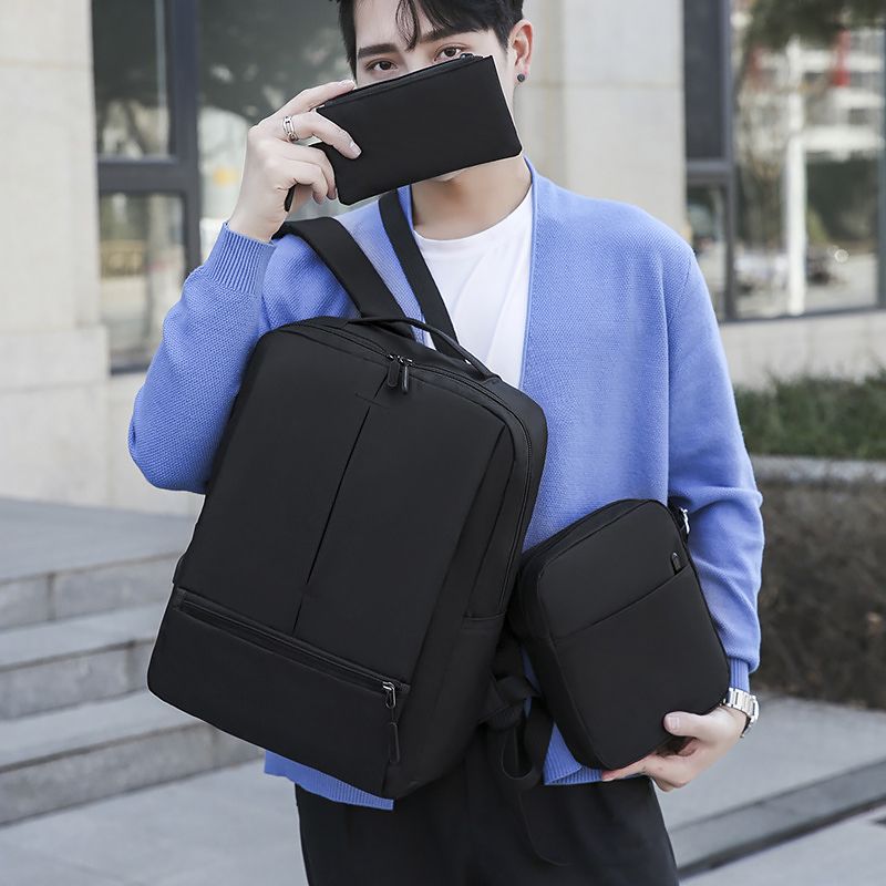 3 in 1 Men Bags Set Business Casual Laptop Backpack Cross-body Bag Small bag Rucksack School bag