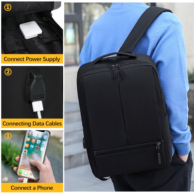3 in 1 Men Bags Set Business Casual Laptop Backpack Cross-body Bag Small bag Rucksack School bag