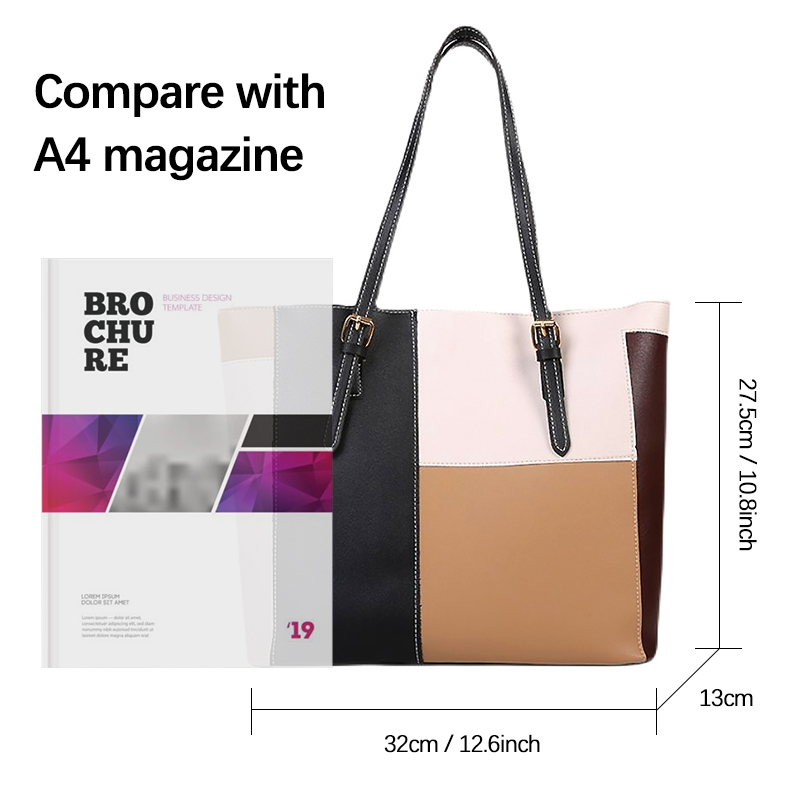 Ladies Shoulder Bags Women Handbags Tote Bag Large Capacity PU Leather Waterproof Khaki