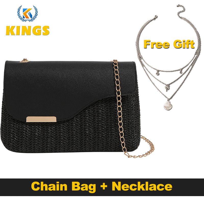 Women Small Cross-body Bag Ladies Chain Bag Phone Bag Clutch Mini Straw Sling Bag (Necklace free gift) colorful