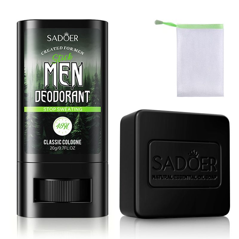 2 In 1 Men Deodorant Stick Deodorizing & Fragrant Soap Set Classic Colonge Deodorant Antiperspirant Deep Clean & Refreshing Essential Oil Soap one size