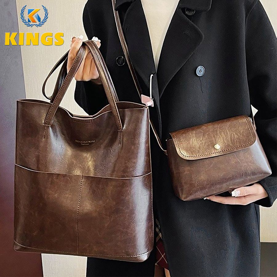 New Arrival 2 In 1 Ladies Classic Handbag Cross-body Bag Set High Quality PU Bags - Brown 2 In 1 Ladies Classic Handbag Cross-body Bag Set High Quality PU Bags - Brown