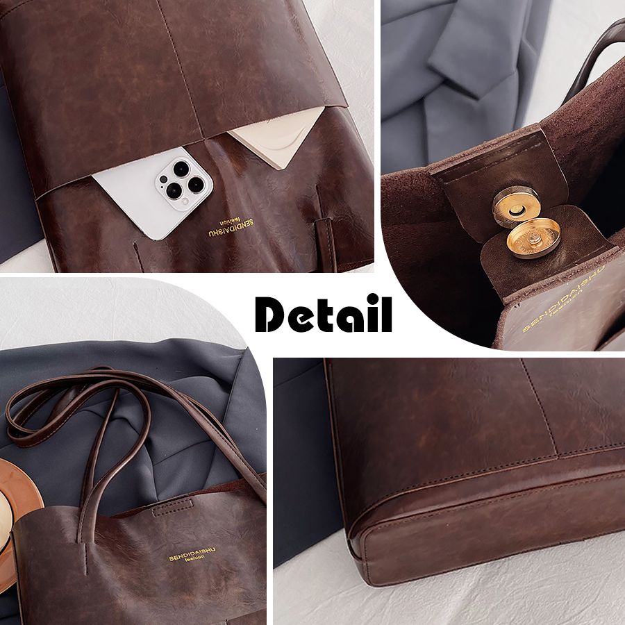 New Arrival 2 In 1 Ladies Classic Handbag Cross-body Bag Set High Quality PU Bags - Brown 2 In 1 Ladies Classic Handbag Cross-body Bag Set High Quality PU Bags - Brown