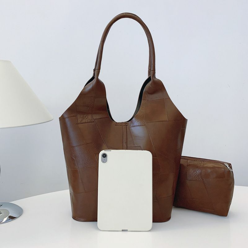 New Arrival 2 In 1 Korean Ladies Handbag Small Bag Set Large Capacity PU Bags - Black
