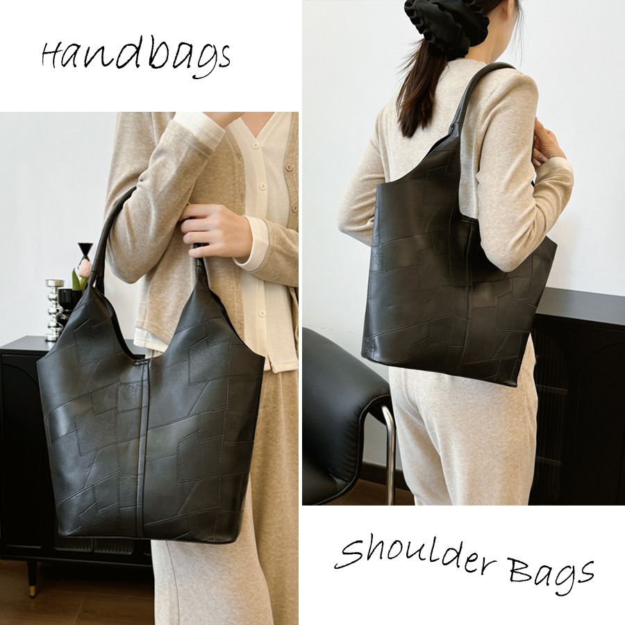 New Arrival 2 In 1 Korean Ladies Handbag Small Bag Set Large Capacity PU Bags - Black
