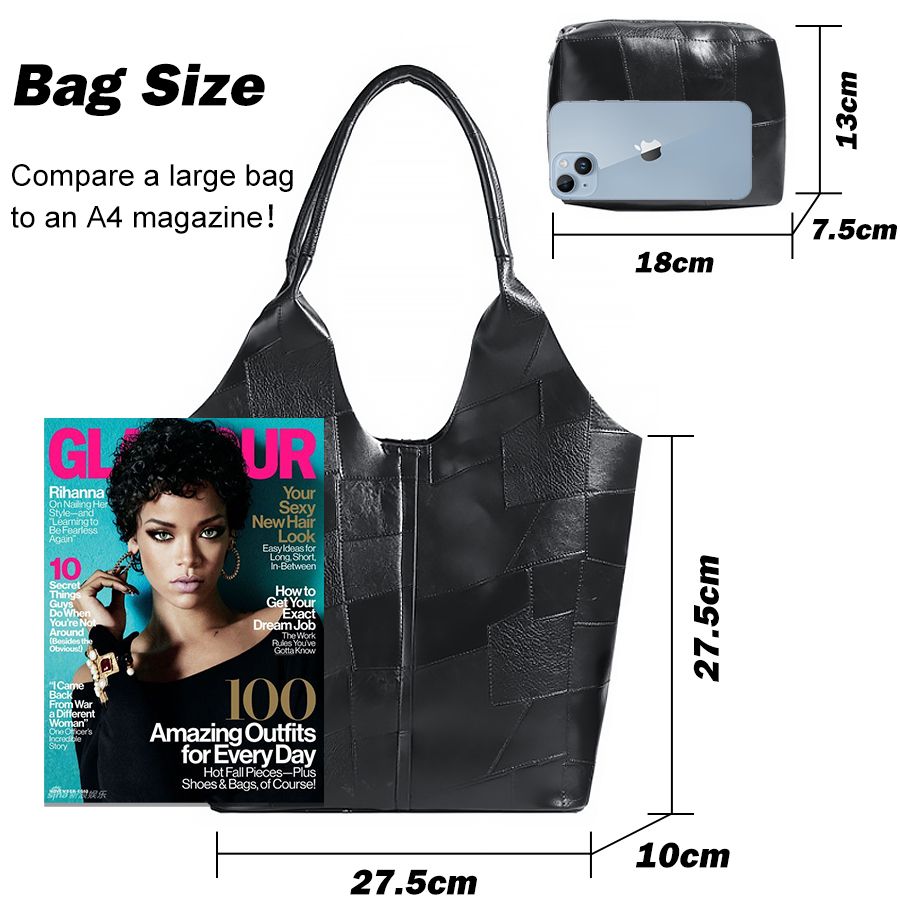 New Arrival 2 In 1 Korean Ladies Handbag Small Bag Set Large Capacity PU Bags - Black