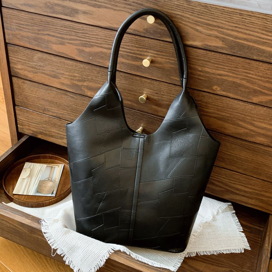 New Arrival 2 In 1 Korean Ladies Handbag Small Bag Set Large Capacity PU Bags - Black
