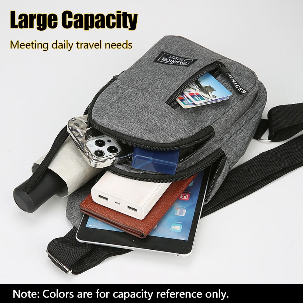 Men Chest Bag Sling Bag Wallet Wired Earphones Set - Black