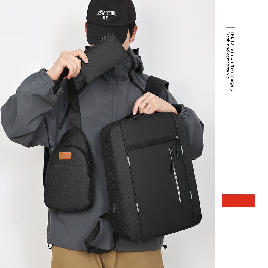 Men Laptop Backpack Bag Set Rucksack Travel Bag With USB Jack Large Capacity School Bag