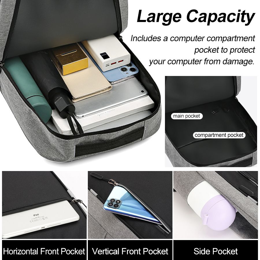 Men Laptop Backpack Bag Set Rucksack Travel Bag With USB Jack Large Capacity School Bag