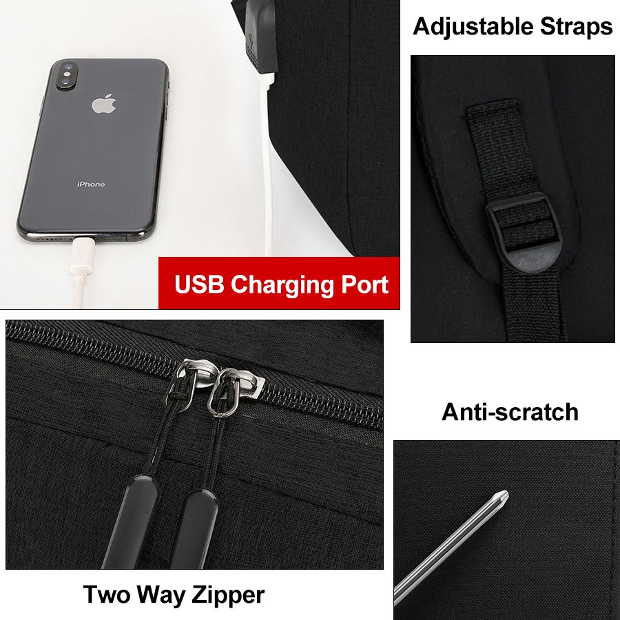 Men Laptop Backpack Bag Set Rucksack Travel Bag With USB Jack Large Capacity School Bag