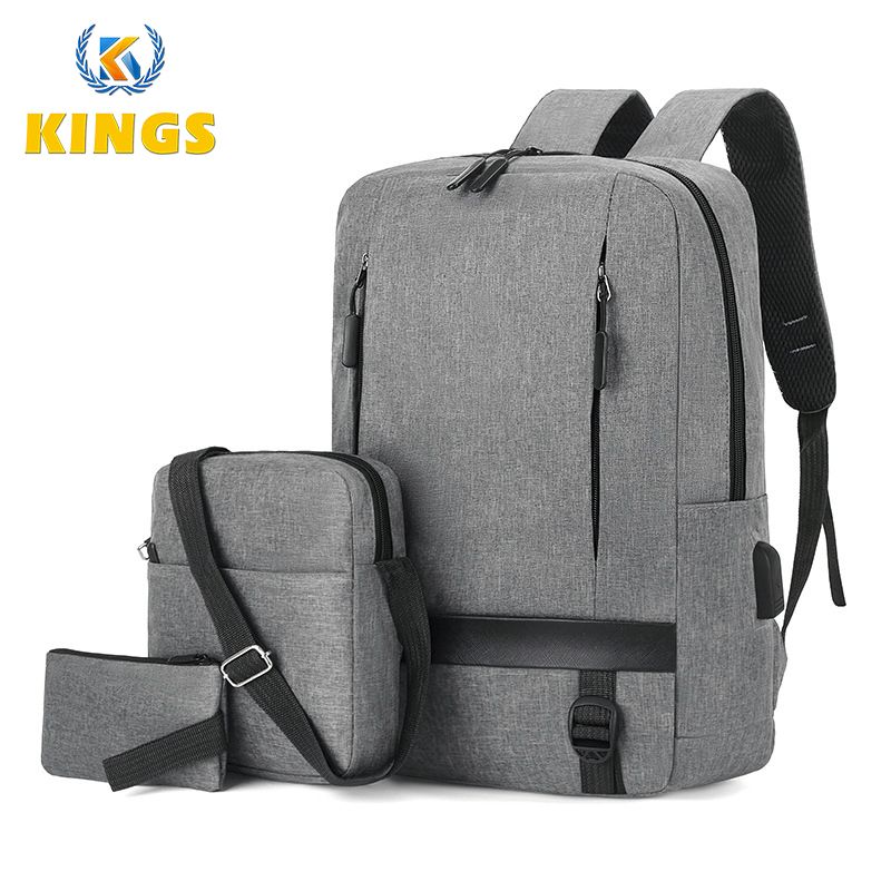 New Arrival 3 Pcs Men Backpack Cross-body Bag Small Bag Set Simple Rucksack School Bag