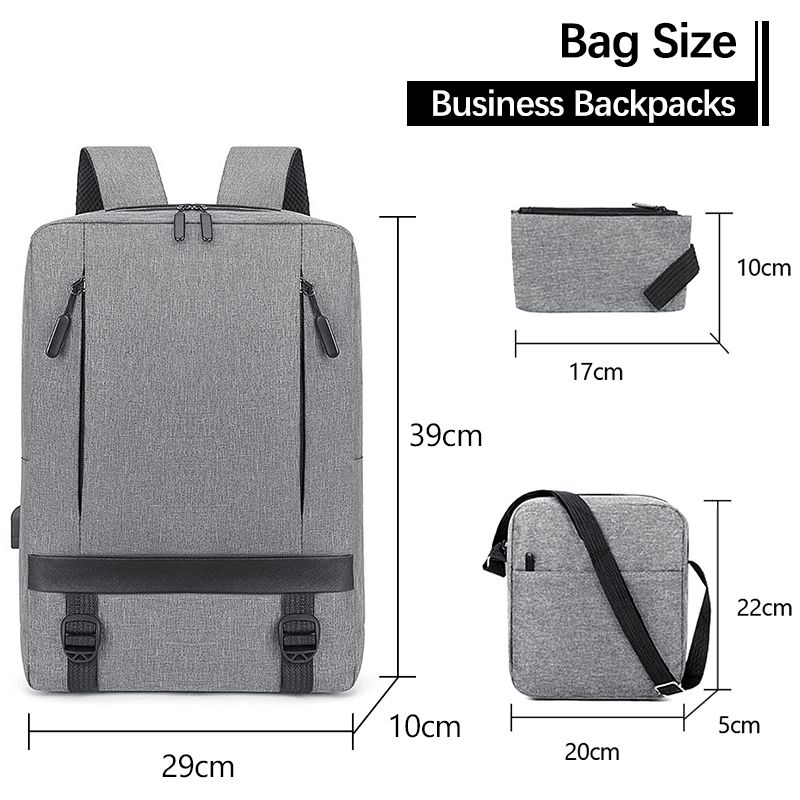 New Arrival 3 Pcs Men Backpack Cross-body Bag Small Bag Set Simple Rucksack School Bag