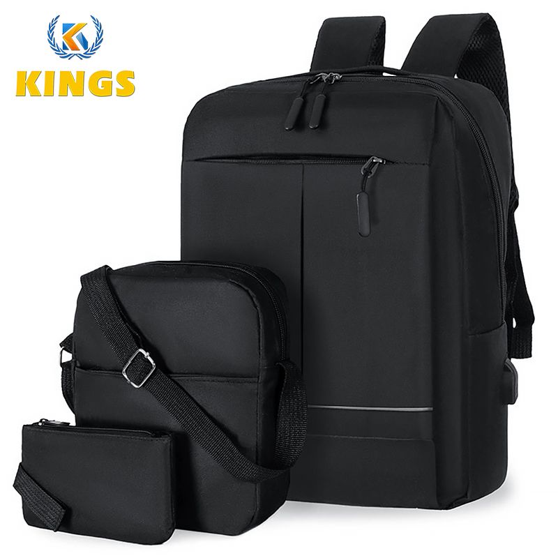 New Arrival 3 In 1 Men Backpack Cross-body Bag Small Bag Set Reflective Stripe Rucksack School Bag