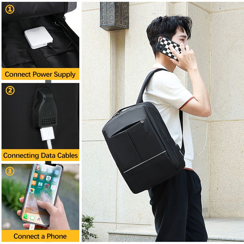 New Arrival 3 In 1 Men Backpack Cross-body Bag Small Bag Set Reflective Stripe Rucksack School Bag