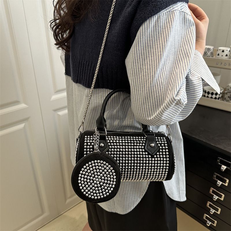 New Arrival 2 In 1 Ladies Coin Bag Small Cross-body Bag Set Top-handle Bag Women Chain bag Rivet Decoration Bags Purse