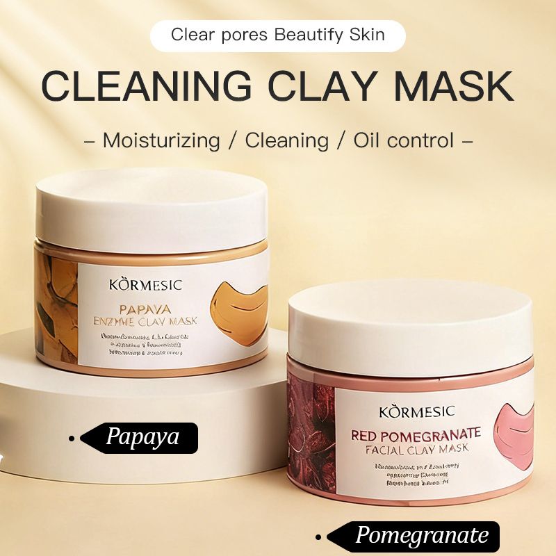 New Arrival 120g Cleaning Clay Mask Natural Plant Ingredient Masks Papaya Enzyme Pomegranate Regenerating Clay Mask