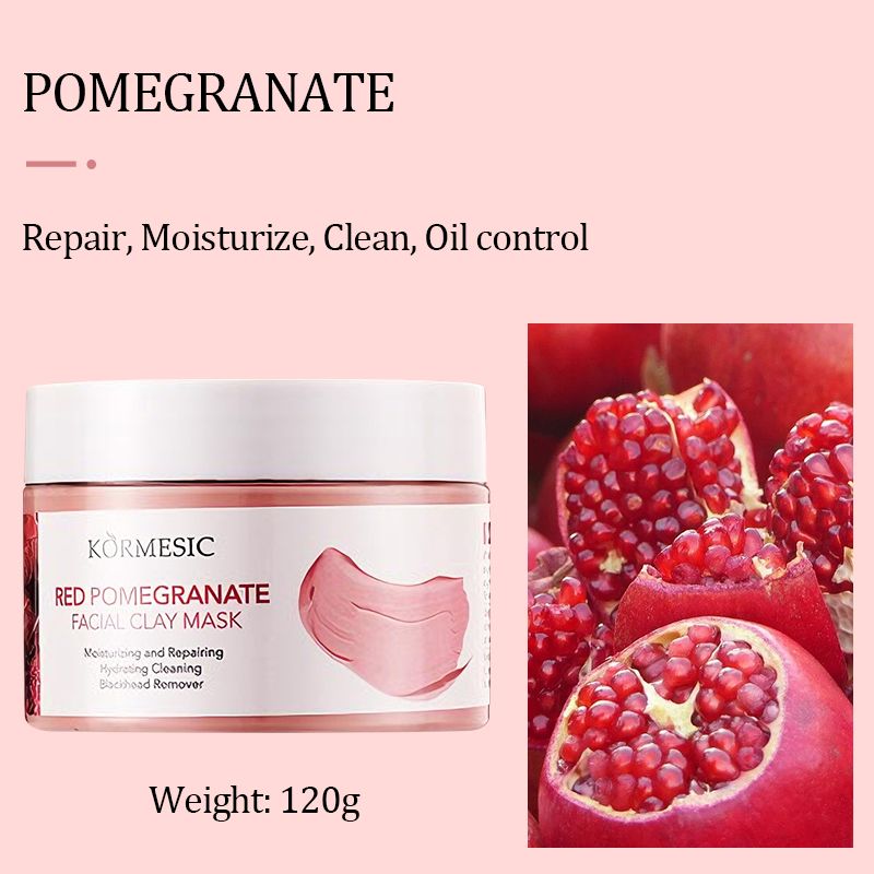 New Arrival 120g Cleaning Clay Mask Natural Plant Ingredient Masks Papaya Enzyme Pomegranate Regenerating Clay Mask