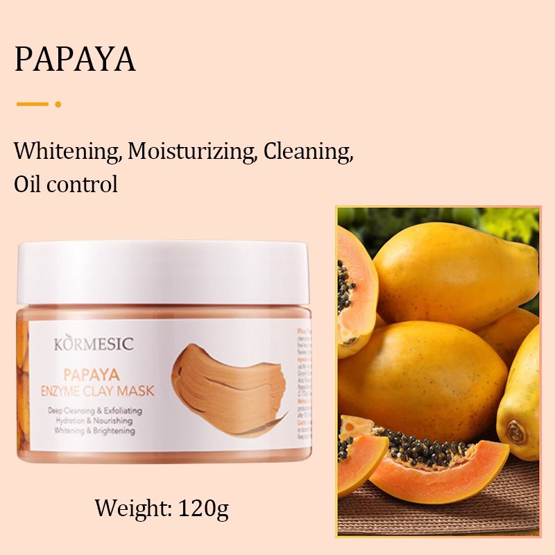 New Arrival 120g Cleaning Clay Mask Natural Plant Ingredient Masks Papaya Enzyme Pomegranate Regenerating Clay Mask
