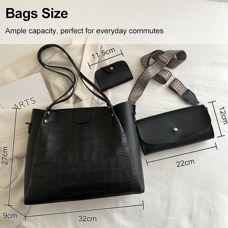 3 In 1 Ladies Handbag Small Cross-body Bag Card Case Set 3Pcs Bags Set PU Synthetic Leather