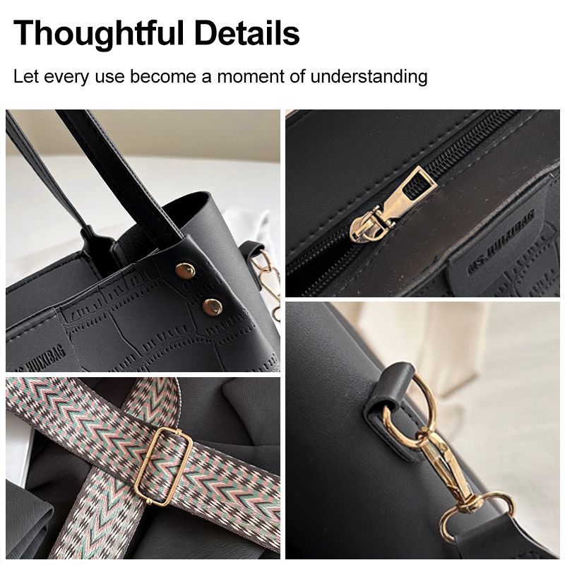 3 In 1 Ladies Handbag Small Cross-body Bag Card Case Set 3Pcs Bags Set PU Synthetic Leather