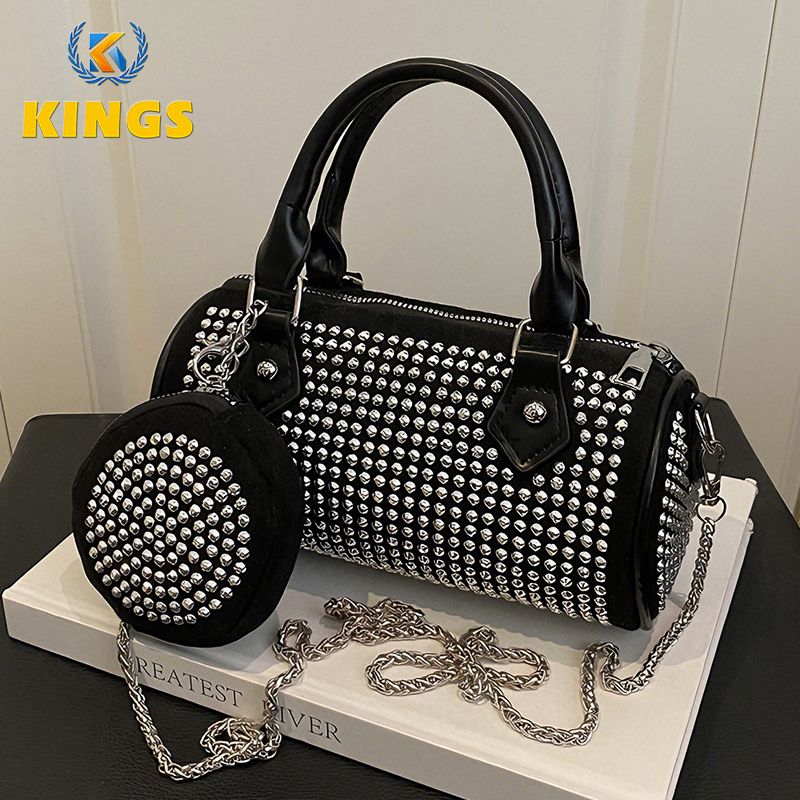 New Arrival 2 In 1 Ladies Coin Bag Small Cross-body Bag Set Top-handle Bag Women Chain bag Rivet Decoration Bags Purse
