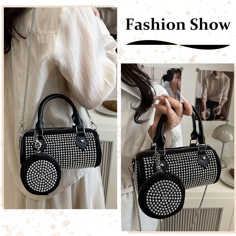 New Arrival 2 In 1 Ladies Coin Bag Small Cross-body Bag Set Top-handle Bag Women Chain bag Rivet Decoration Bags Purse