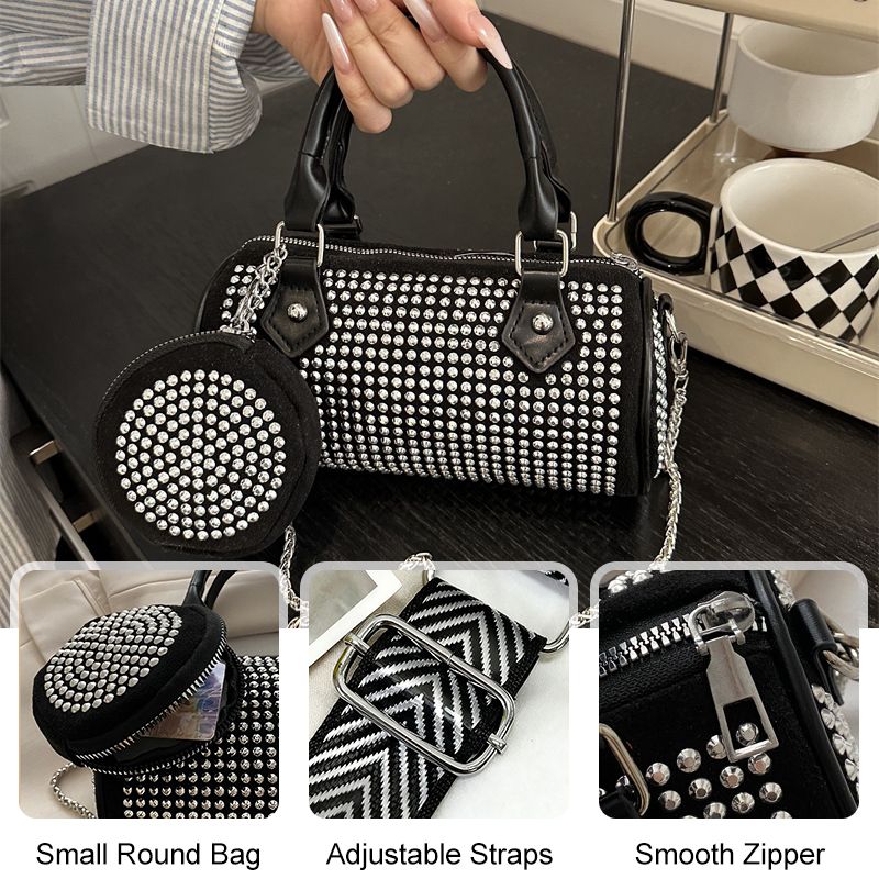 New Arrival 2 In 1 Ladies Coin Bag Small Cross-body Bag Set Top-handle Bag Women Chain bag Rivet Decoration Bags Purse