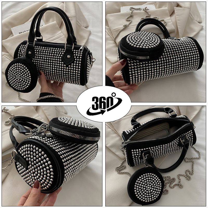 New Arrival 2 In 1 Ladies Coin Bag Small Cross-body Bag Set Top-handle Bag Women Chain bag Rivet Decoration Bags Purse