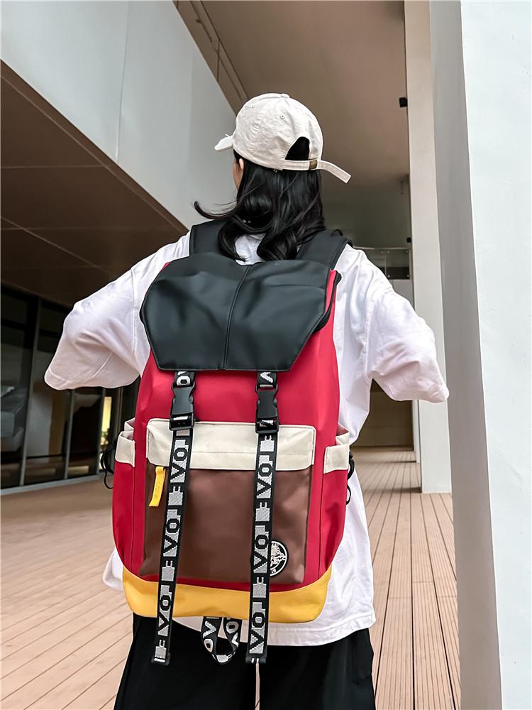 Men Backpack Large Capacity Bags Trendy Student Backpack Contrasting color School Bag Travel Bag