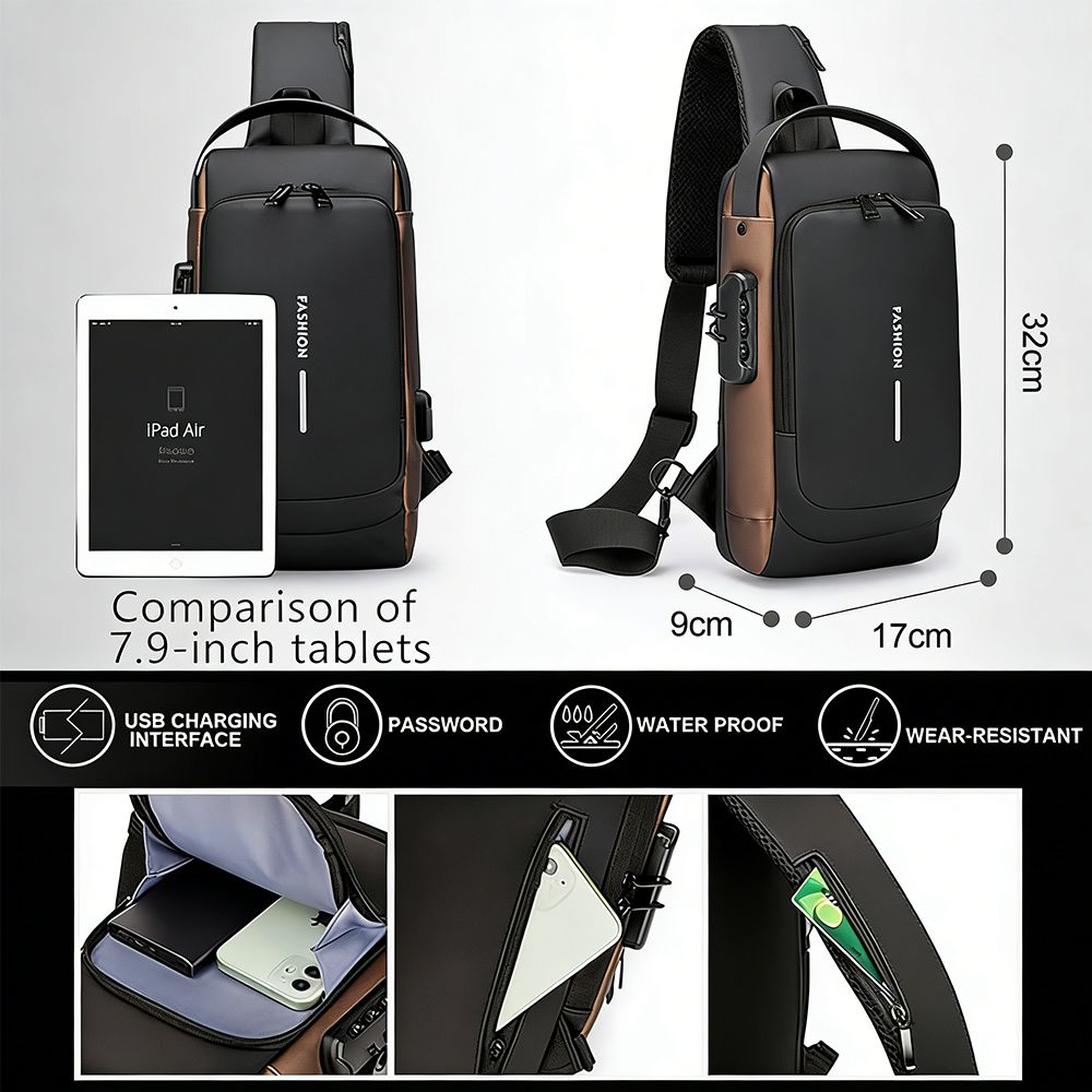 New Arrival Men Chest Bag Male Anti-theft Bag Waterproof Fabric Multi-layered Sling Bag