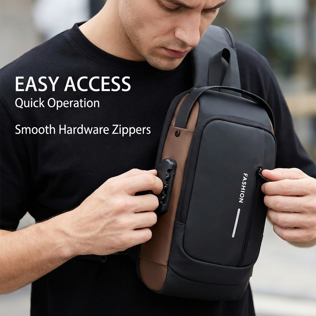 New Arrival Men Chest Bag Male Anti-theft Bag Waterproof Fabric Multi-layered Sling Bag