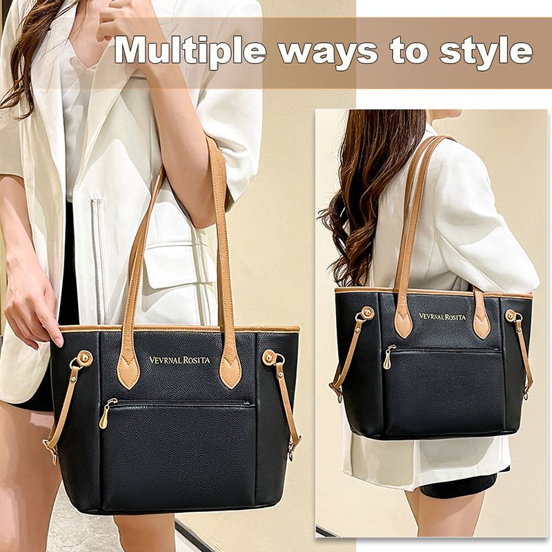 Ladies Large-capacity Handbag Women Tote Bag PU Synthetic Leather Bag
