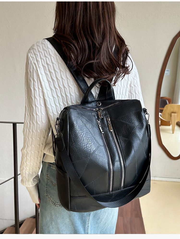 New Arrival Ladies Backpack Bags Women Black PU Synthetic Leather Bag School Bag