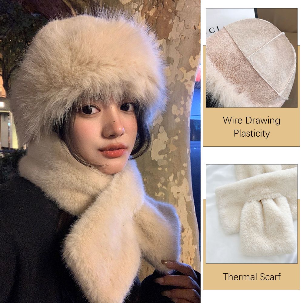 2 In 1 Ladies Faux Mink Fur Hat + Scarf Set  Women Fluffy Hats Fluffy scarves White Hat Scarf Winter Hat and scarf Set