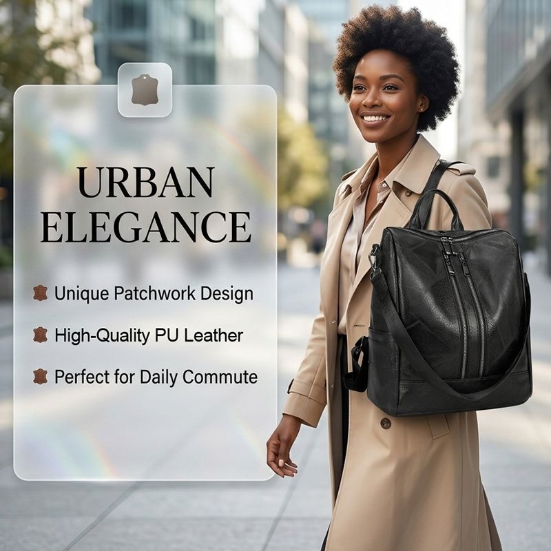 New Arrival Ladies Backpack Bags Women Black PU Synthetic Leather Bag School Bag