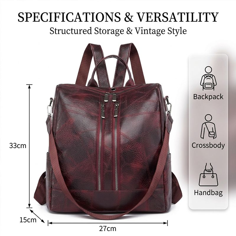 New Arrival Ladies Backpack Bags Women Black PU Synthetic Leather Bag School Bag