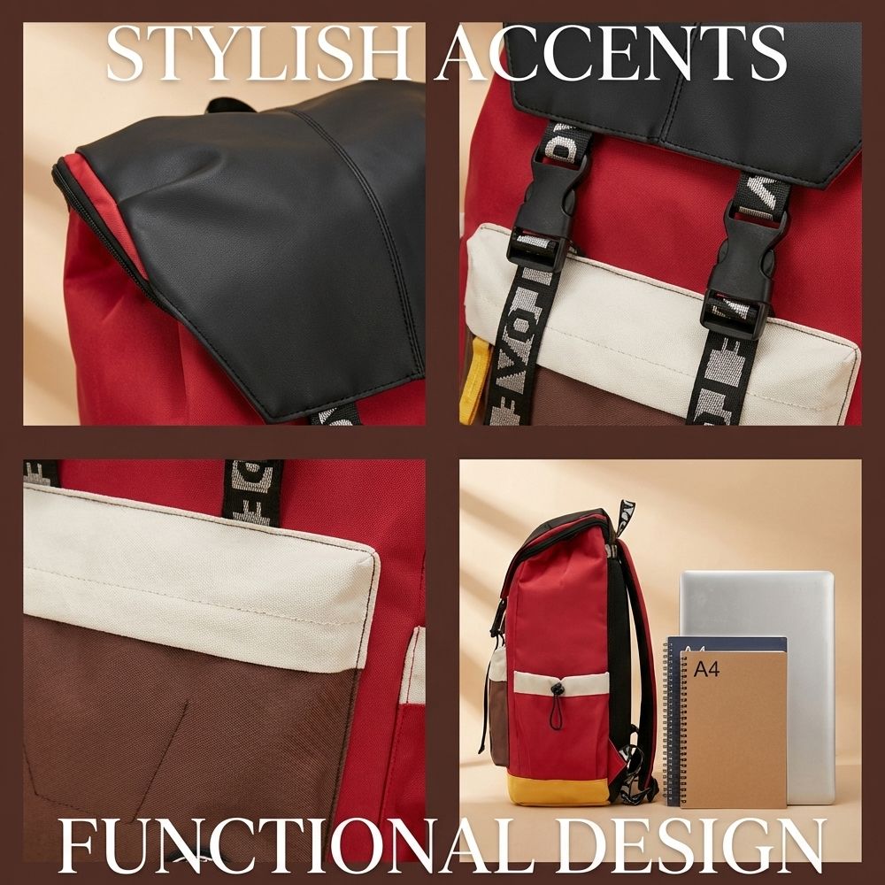 Men Backpack Large Capacity Bags Trendy Student Backpack Contrasting color School Bag Travel Bag