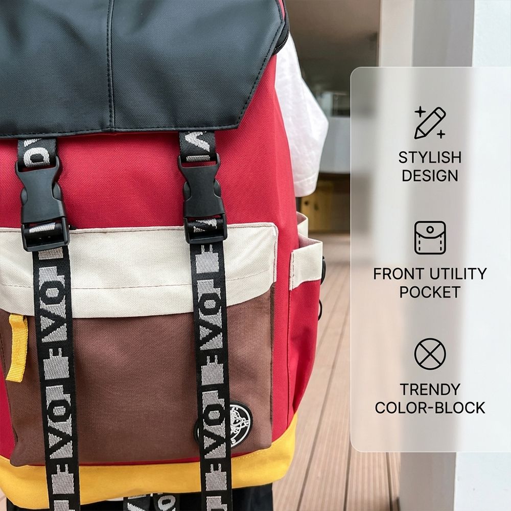 Men Backpack Large Capacity Bags Trendy Student Backpack Contrasting color School Bag Travel Bag