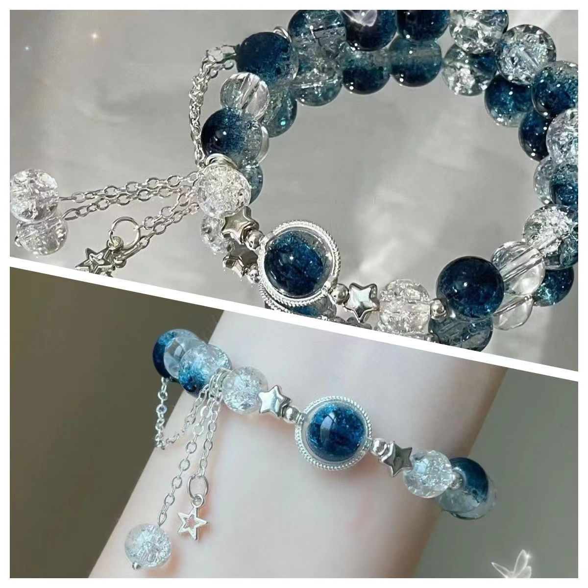 20mm Crystal Beaded Bracelets for Women Glass Bead Stretch Bracelets Jewelry