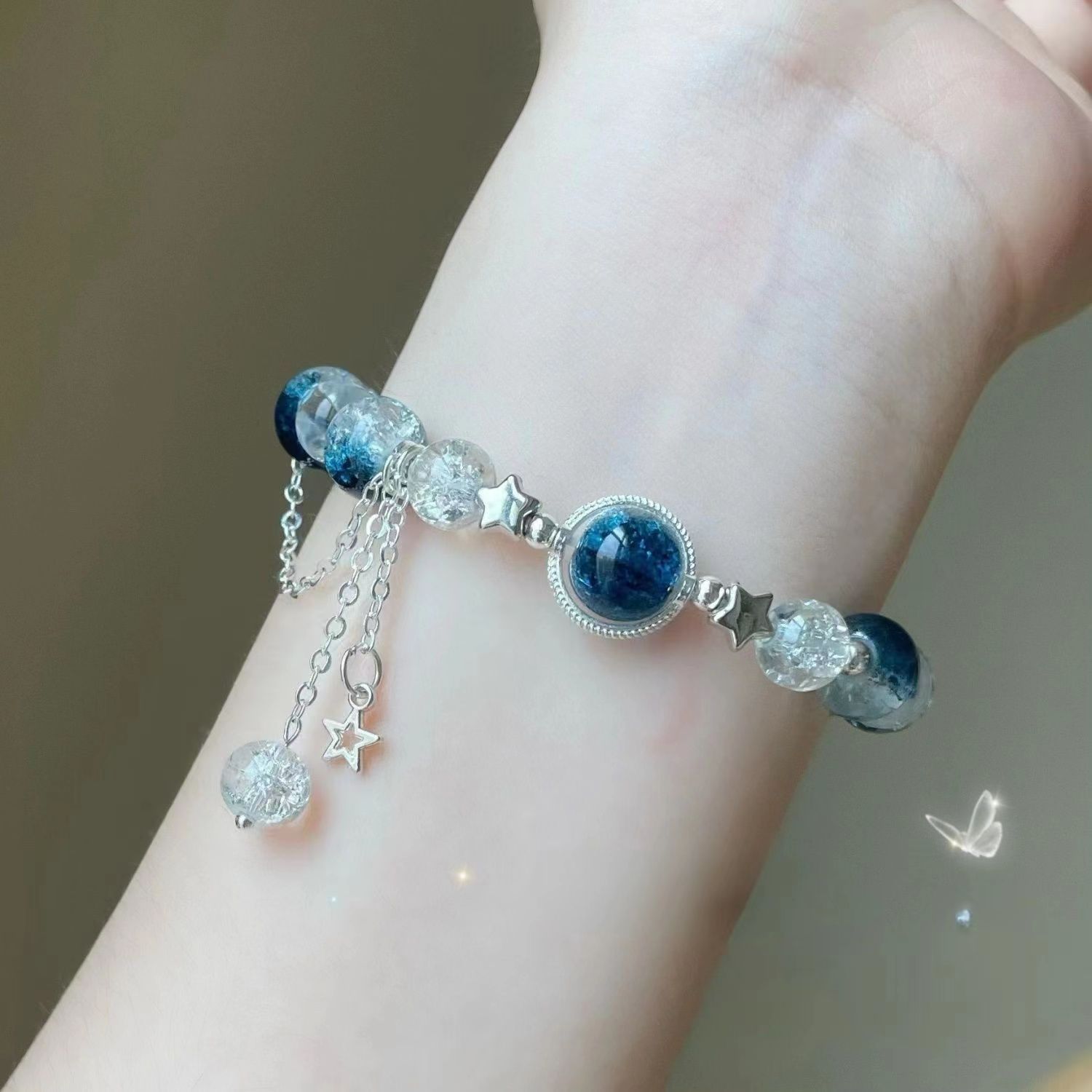 20mm Crystal Beaded Bracelets for Women Glass Bead Stretch Bracelets Jewelry