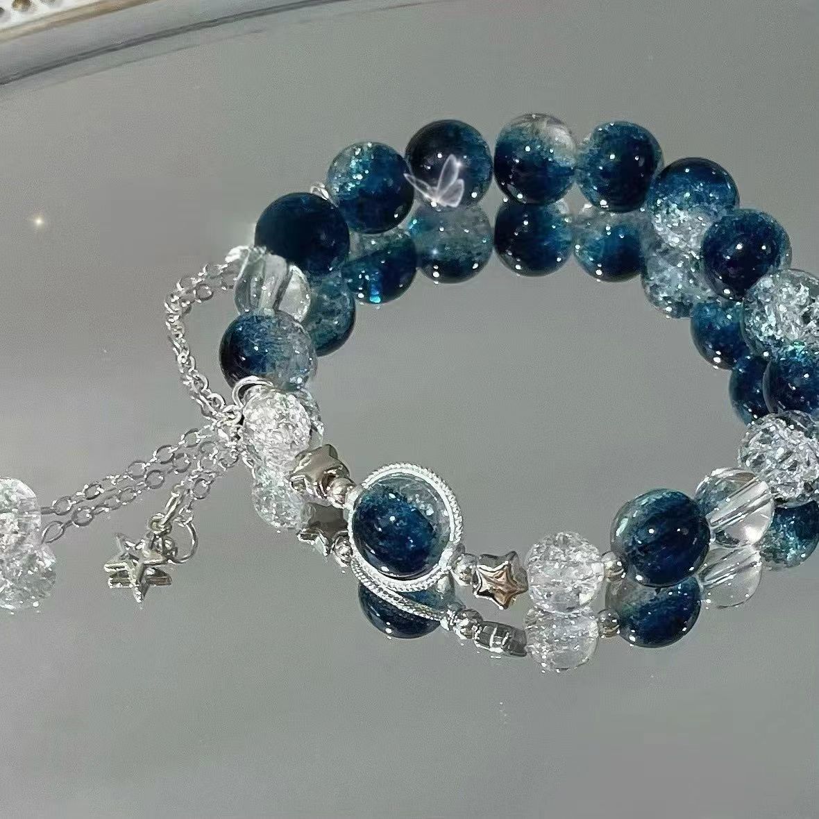 20mm Crystal Beaded Bracelets for Women Glass Bead Stretch Bracelets Jewelry