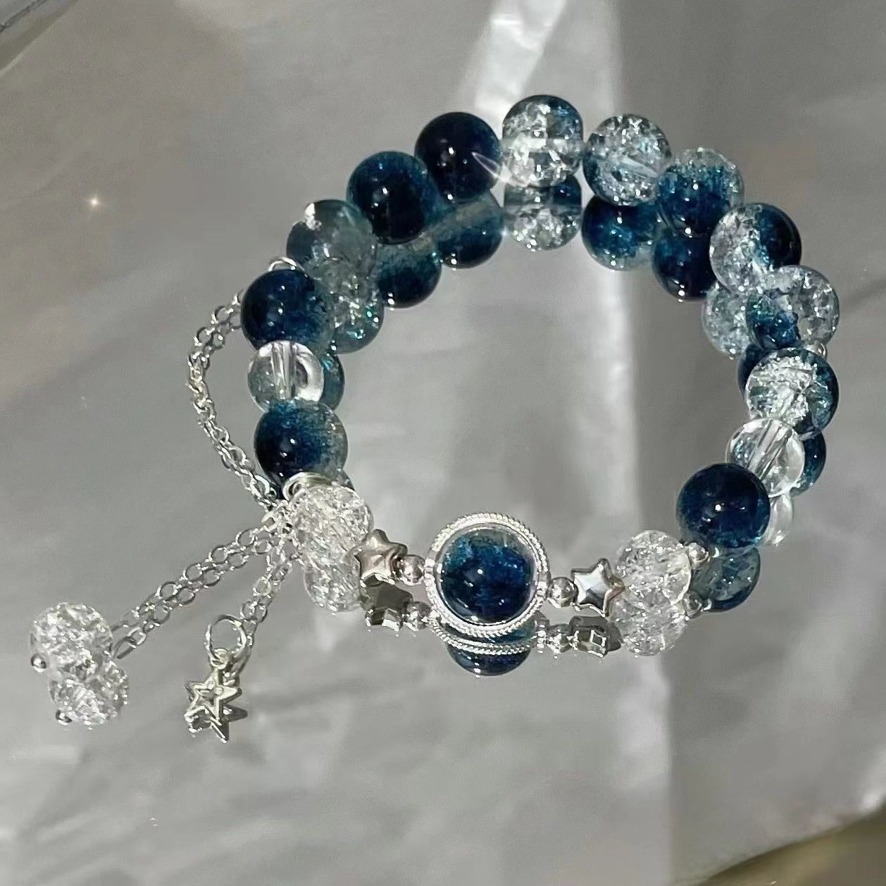 20mm Crystal Beaded Bracelets for Women Glass Bead Stretch Bracelets Jewelry