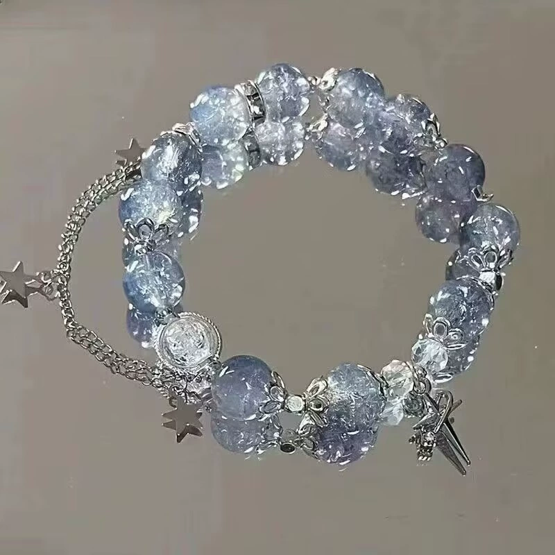 20mm Crystal Beaded Bracelets for Women Glass Bead Stretch Bracelets Jewelry