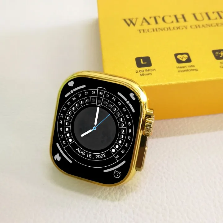 Golden Smart Watch 2.01 inch Ultra Max Bluetooth Waterproof Sports Smartwatch with Real Screw Buckle Metal Dual Band Business Luxury Watches