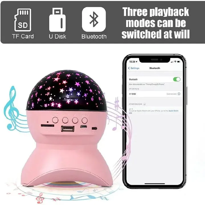 Bluetooth speaker stage light Christmas projection light Colorful crystal magic ball music flash KTV dazzling atmosphere light