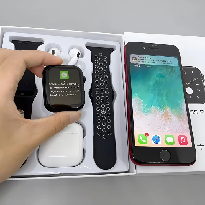 Pro Max Smart Watch TWS Earphone 2 In 1 BT Call Reloj Inteligente 1.71 Inch Screen T55 Pro Max Smartwatches Pro 4 Earphon
