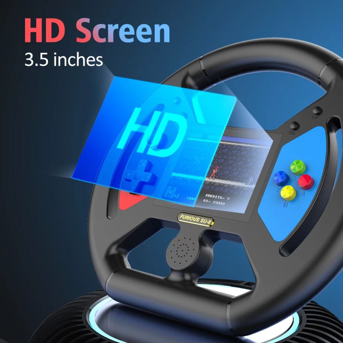 One factory  New SU-8 handheld game console 999 in one nostalgic gaming 3.5-inch large screen cool steering wheel design handheld device