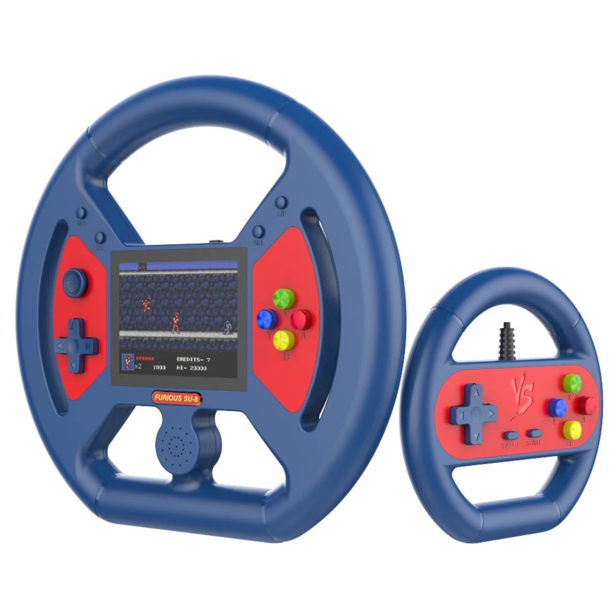 One factory  New SU-8 handheld game console 999 in one nostalgic gaming 3.5-inch large screen cool steering wheel design handheld device