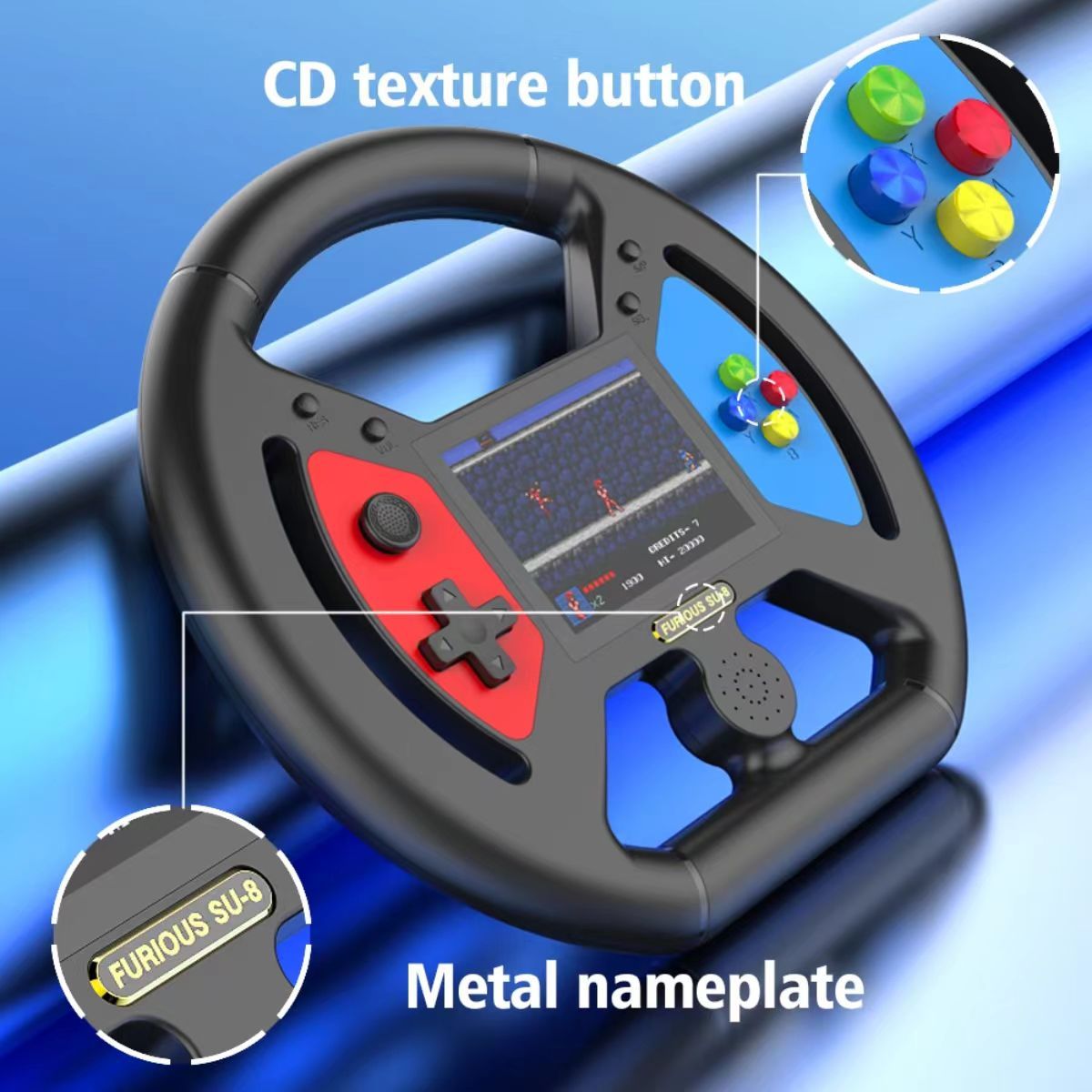 One factory  New SU-8 handheld game console 999 in one nostalgic gaming 3.5-inch large screen cool steering wheel design handheld device